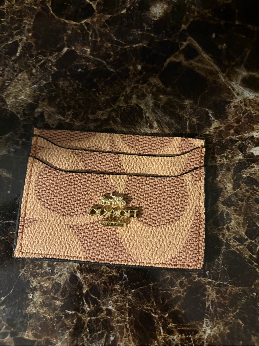 Coach Signature Canvas Brown Card Holder